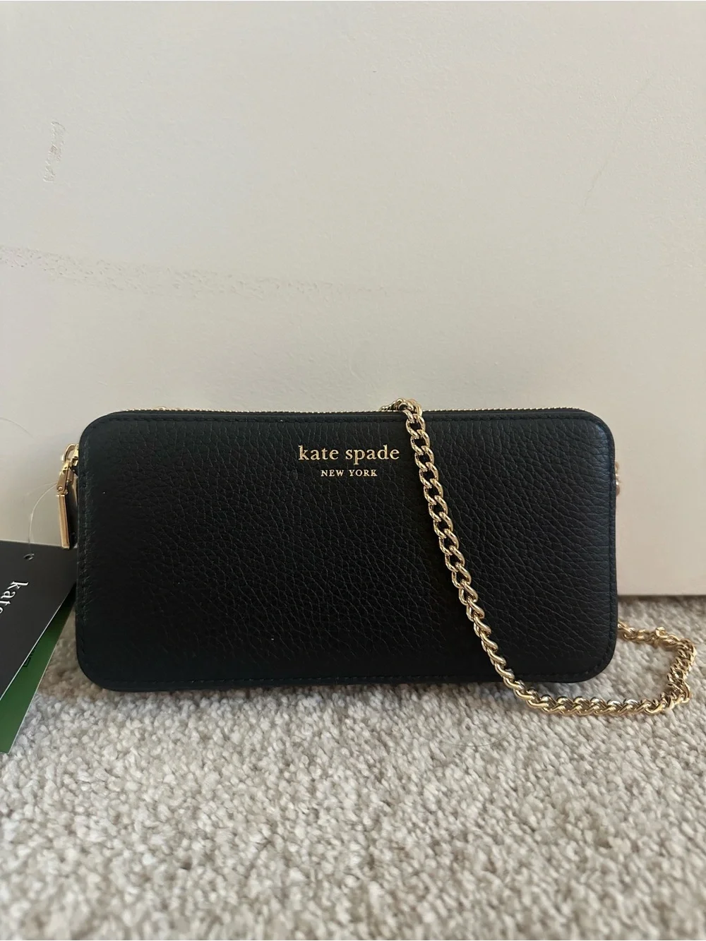 kate spade Black Pebbled Leather Crossbody with Gold Hardware